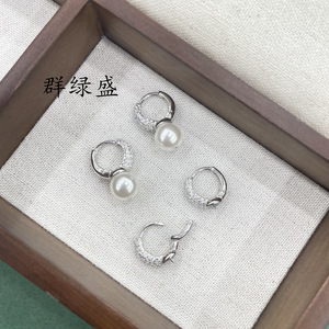 Qunlvsheng S925 Sterling Silver Diamond <b>Stud</b> Clip <b>Earrings</b> Hollow Circle Design For Women Everyday Wear - Product Image 2