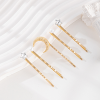 Ensemble d'épingles à cheveux en strass étoile, lune et papillon, épingles à cheveux perlées imitation perle, accessoires de coiffure de mariage pour femmes