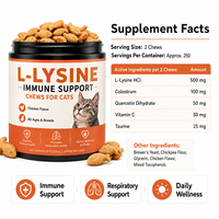 Complément avancé de L-Lysine pour chats avec colostrum et quercétine pour la vitalité respiratoire et le soutien immunitaire pour toutes les races de chats, 500 bouchées