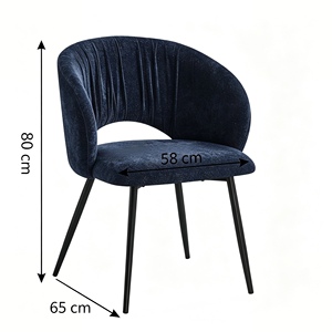 Modern <b>Velvet</b> Upholstered <b>Dining</b> <b>Chair</b> With Metal Legs Contemporary Design <b>Navy</b> Blue Home Furniture - Product Image 6