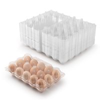 Carton à œufs rectangulaire transparent à 15 trous en plastique avec matériau PET recyclé pour le stockage domestique et en supermarché au réfrigérateur