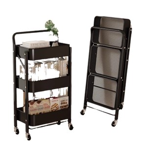 Étagère pliante chariot mobile sans installation étagère de rangement pour collations de salon support de rangement de produits pour bébés multicouche du sol au sol - Product Image 6