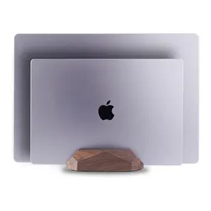 デスク用木製デュアルラップトップホルダー垂直ラップトップスタンド2スロットスタンド木製木製ラップトップスタンド幅広ドックはすべてのMacBookに適合