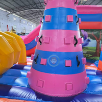 Château gonflable rose de 9 m de long, château gonflable commercial avec souffleur d'air