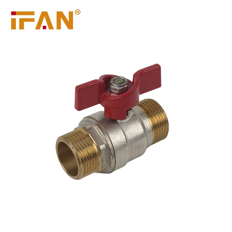 IFAN Factory Direct Sale 1/2" - 1" Brass Ball Valve Red Butterfly Handle Thread Water Valve