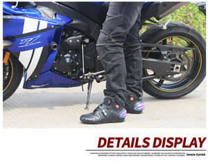 Bottes de moto pour hommes en cuir microfibre, chaussures de course à la cheville, chaussures de motocross antidérapantes, chaussures de sport d'hiver - Product Image 5