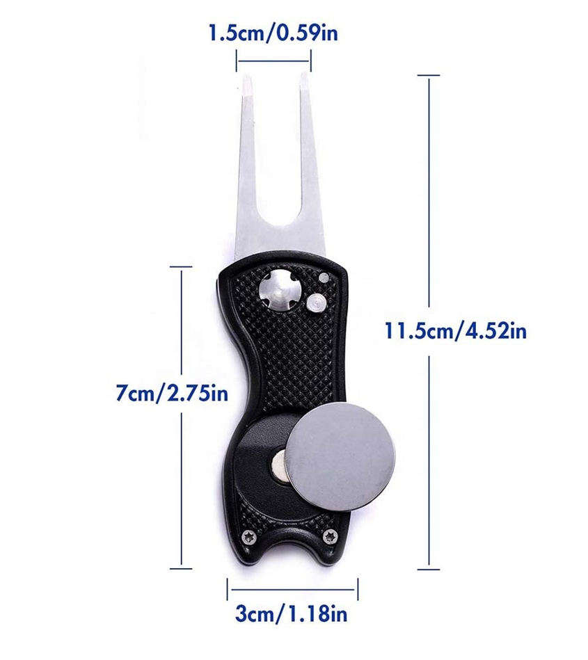 Custom Personalized Colorful Detachable Retractable Switchblade Metal Stainless Steel Golf Divot Repair Tool Ball Marker