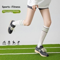 Chaussettes de sport professionnelles d'été pour femmes, en coton, à compression élastique, amincissantes, absorbant la transpiration, déodorantes, à tube long