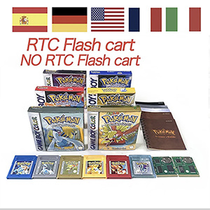 USA NOE ITA ESP FRA Version RTC <b>NO</b> RTC Flash Cart POKE Gold Red Blue Silver Crystal Yellow Set Box Manual <b>Game</b> Plastic Wired - Product Image 1