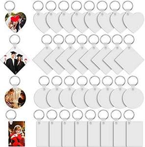 Porte-clés vierge en MDF pour sublimation DIY avec cadre photo, sous-verre en bois, objets décoratifs pour la sublimation de porte-clés - Product Image 1