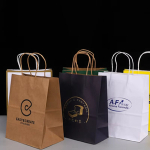 Bolsas <span class=keywords><strong>de</strong></span> Papel Kraft para Llevar Comida, con Logotipo Personalizado, al por Mayor, para Regalos, con Asas <span class=keywords><strong>de</strong></span> Cuerda Trenzada - Product Image 5