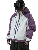 Veste de ski pour homme, violette et blanche, 3 couches, imperméable, coupe-vent, résistante à l'abrasion, veste de ski unisexe, entièrement thermocollée, grande taille, snowboard