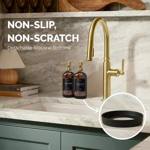 Dispenser di Sapone <span class=keywords><strong>in</strong></span> <span class=keywords><strong>Vetro</strong></span>, Set da 2, Design Moderno con Pompa <span class=keywords><strong>in</strong></span> Acciaio Inox, 470 ml, per Cucina e Bagno - Product Image 3