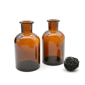 Botol Kaca Diffuser Aroma Reed Amber Parfum Bulat, 100Ml 125Ml untuk Diffuser Aromaterapi