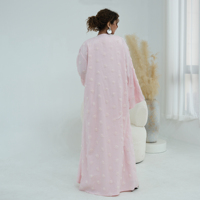Kedatangan Baru 2026 Ramadan EID Abaya Musim Panas Elegan Ukuran Besar Set 2 Pcs Bunga 3D Gaun Muslimah Sederhana Dengan Hijab
