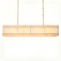 Lustre linéaire en albâtre au design américain épuré, éclairage moderne de luxe rectangulaire pour îlot de cuisine et bar, grand modèle rectangulaire, Espagne