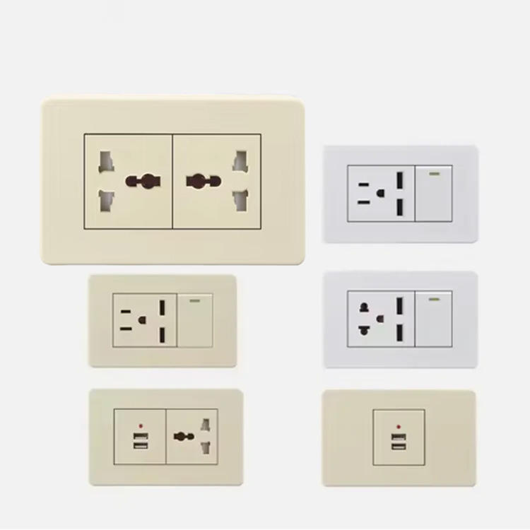 Professional Durable Type 3 Pin Multi-Function Standard US Wall Socket Two Gang