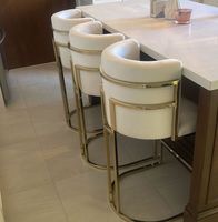 Chaise de bar en velours en acier inoxydable, tabouret de comptoir moderne, structure en métal doré, pour la maison, le bureau, l'appartement, la salle de bain