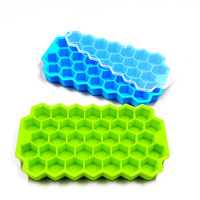 Moule à glaçons en silicone de qualité alimentaire réutilisable à 37 cavités en forme de nid d'abeille avec couvercle pour whisky, café et autres boissons