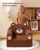 Fauteuil enfant personnalisé en tissu ultra-doux, motif ours brun mignon, écologique, idéal pour chambre à coucher, cadeaux d'anniversaire et de Noël