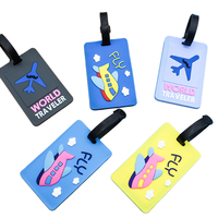 Kreativer Cartoon-Flugzeug PVC-Kartenhalter Wasserdichter Langlebiger Gepäckanhänger Check-in-Etikett FJ-002 Niedlicher Check-in-Anhänger