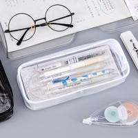 Nouvelle trousse à crayons en PVC blanc grande capacité, style usine, simple et transparente, avec logo personnalisé et fermeture à glissière
