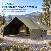 Tenda Tiup Gaya Taktis Tangguh 3x2.1m Hijau Zaitun dengan Tenda Luar Berlapis Hitam 5.7m Tahan Air Bahan Oxford 420D untuk Petualangan
