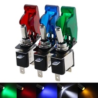 ASW-07D modifié 12V 20A RGB LED interrupteur de voiture SPDT couvercle en métal étanche fonction marche-arrêt équipement électrique bascule en plastique