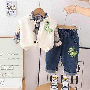 Handsome <strong>1</strong>-3-<strong>Year</strong>-<strong>Old</strong> <strong>Boy's</strong> Casual Print Dinosaur Suit Autumn and Spring <strong>Baby</strong> <strong>Clothes</strong> Short Sleeve Sweater <strong>Set</strong> of Three - Product Image 4