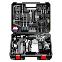 Ensemble de perceuse à batterie au lithium rechargeable 16,8 V avec boîte à outils, kit d'outils de réparation multifonction pour la maison