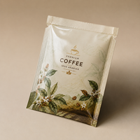 Sachet de café à dosser imprimé avec logo personnalisé, pochette plate à trois soudures latérales en Mylar pour l'emballage du café moulu