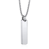 Collier pendentif simple en acier inoxydable plaqué noir, long, géométrique, pour homme, accessoire de mode