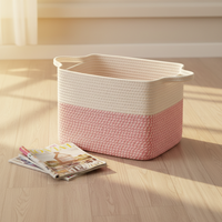 Panier de rangement personnalisé moderne très vendu en corde de coton tressée 22x17x12 avec poignées, pour couvertures, jouets et linge