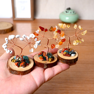 Wholesale Natural Healing Stones Chips Loose Gemstones <b>Crystal</b> Tree Wooden Bases <b>Crystal</b> Money Tree for Home Decor - Product Image 4
