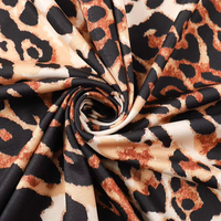 Tela de Punto Elástica con Estampado de Leopardo, 95% Poliéster, 5% Elastano, para Vestidos
