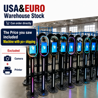 Stock entrepôt Europe & USA : Cabine photo ovale pour appareil photo reflex numérique avec anneau lumineux, machine de cabine photo selfie pour la location événementielle