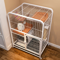 Cage pour chat à 3 niveaux de taille moyenne avec roulettes |   Cage pour animaux de compagnie en métal 60x45x105cm, bac à litière, griffoir, hamac pour chats d'intérieur, toutes saisons