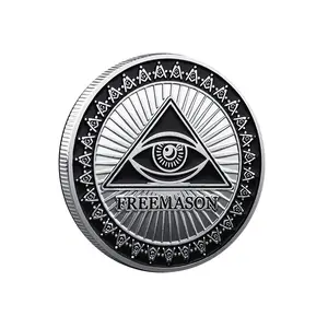Freemasonny God'S Eye pièce commémorative Double face peinture cuisson pièce <span class=keywords><strong>de</strong></span> médaille commémorative maçon gratuite - Product Image 1