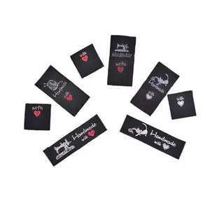 China Factory woven Labels Clothing Shoes Bags Woven Labels Washable Cotton Garment Tags DIY tags accessories