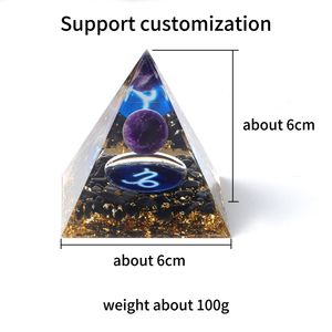 Pyramide de 6 cm en quartz rose <span class=keywords><strong>et</strong></span> améthyste multi-matériaux de haute qualité, aux douze constellations, pour ornement de bureau - Product Image 4