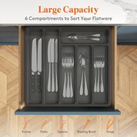 Plateau à couverts extensible en plastique 50 cm, insert de tiroir réglable, organisateur d'ustensiles de cuisine rectangulaire