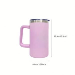 Mug de voyage isotherme en acier inoxydable de 20 oz avec poignée et couvercle, maintien thermique de 12 à 24 heures, tasse de bureau, cadeau par sublimation - Product Image 2