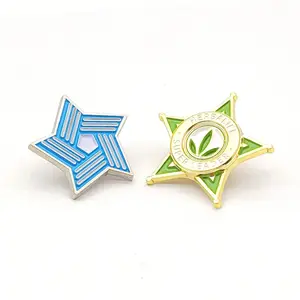 Badges d'étiquettes en métal de haute qualité 2023, fait sur mesure, en forme d'étoile privée, en émail époxy pour épingle de revers cadeau