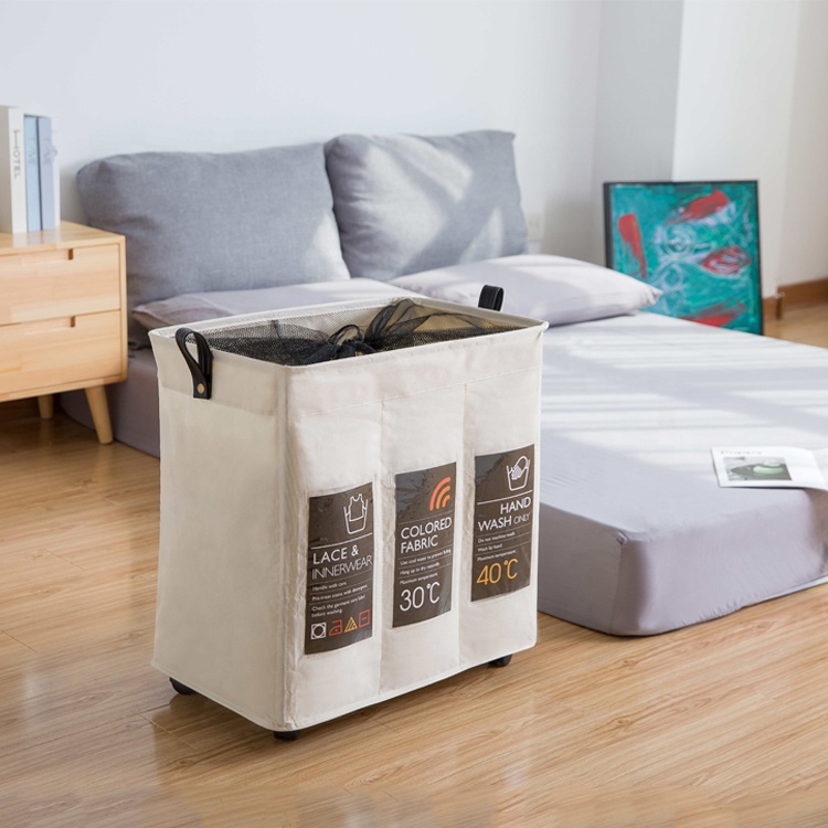 Предотвращения разбрызгивания двойной сортировщик Складная Стиральная сетчатый мешок для стирки белья сетка для корзины с колесами