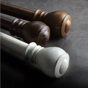 Hot sell wood curtain rod set,painted wood curtain pole finials