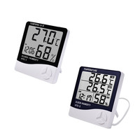 Medidor Digital de Temperatura y Humedad LCD HTC-2/HTC-1, Higrómetro y Termómetro para Interiores y Exteriores, Estación Meteorológica con Reloj