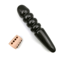 Bâton de massage en obsidienne noire naturelle, design multi-perles en forme de S, verre volcanique, outil de bien-être pour le corps et le visage