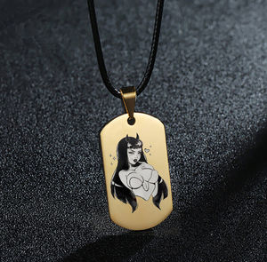 Collar Redondo de Acero Inoxidable con Grabado Láser Personalizado con Foto de Pareja - Product Image 1