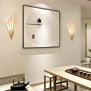 Applique da Parete in Ferro Stile Art Deco, Lampada Minimalista a Muro in Lino E14 <span class=keywords><strong>per</strong></span> Soggiorno e Camera da Letto, Luce Vintage a Forma di Ventaglio - Product Image 5