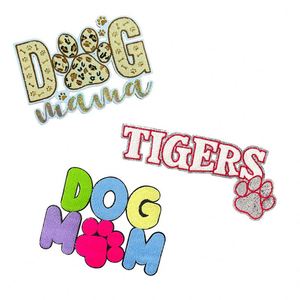Nuevo Parche Termoadhesivo Grande de Chenilla Bordado con Borde de Purpurina 'Dog Mama' para Decoración de Camisetas, Sudaderas y Gorras - Product Image 1